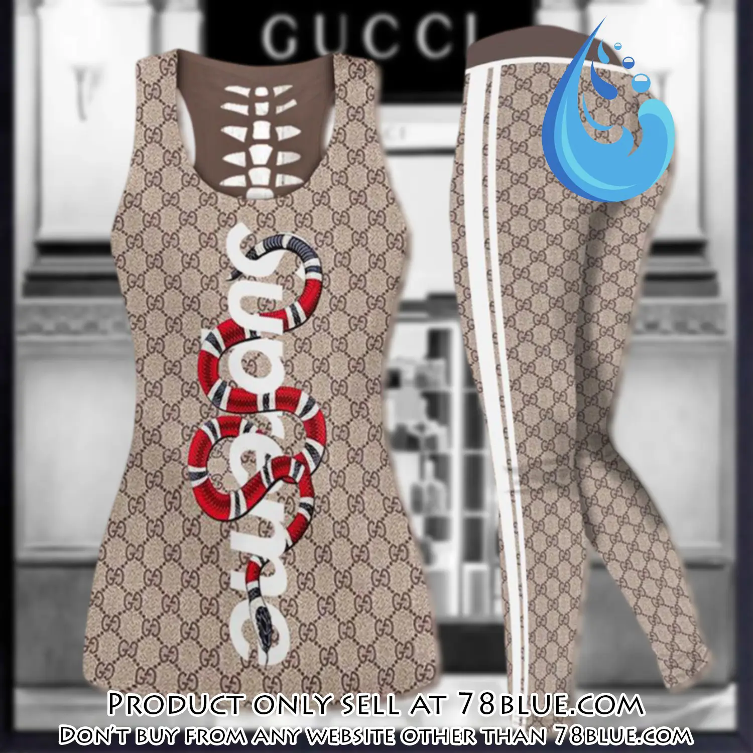 Gucci supreme snake tank top leggings set luxury brand for women yoga gym 78b0946139
